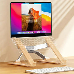 P70W Adjustable Height Solid Wood + Aluminum Alloy Cooling Stand for 14-16 inch Laptops, P70W