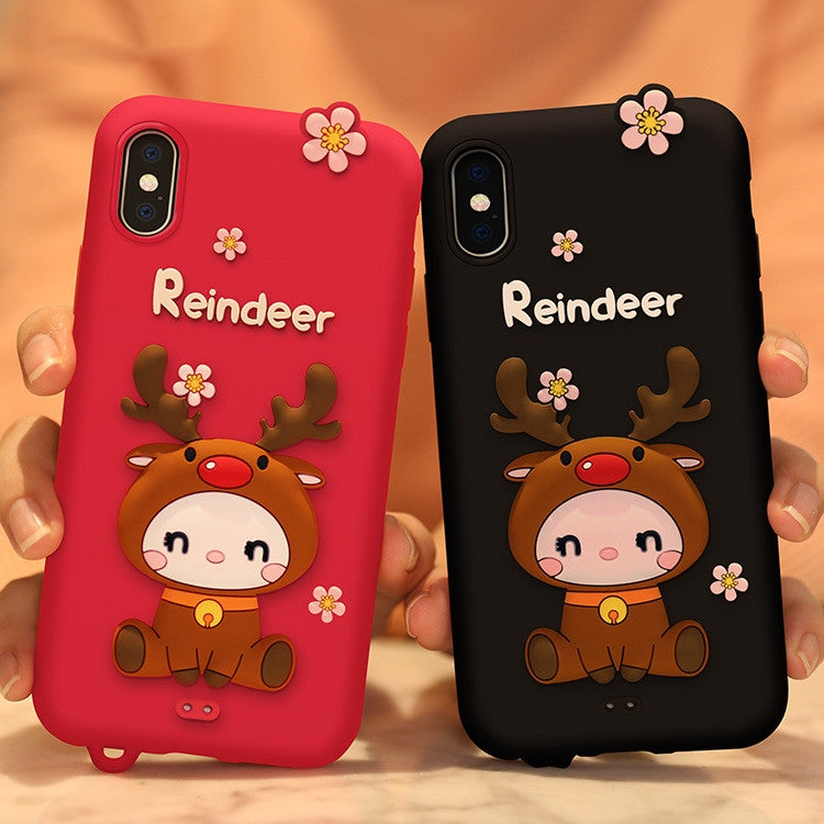 Lovely Reindeer Full Package Anti Falling Silicone Sleeve for iPhone X, For iPhone X