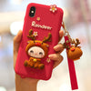 Lovely Reindeer Full Package Anti Falling Silicone Sleeve for iPhone X, For iPhone X