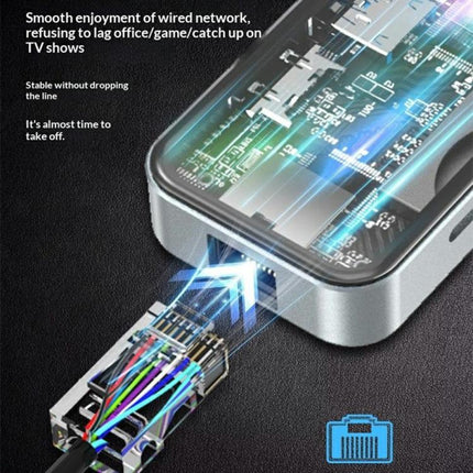 HC-87 10 in 1 USB-C Hub Gigabit Ethernet 4K HD PD 100W Charging Multi-Port Adapter, HC-87