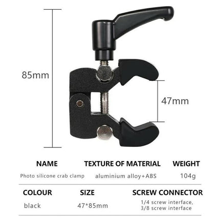 Z039 Photography Clamp 1/4 and 3/8 Thread Crab Pliers Clip For DSLR Cameras