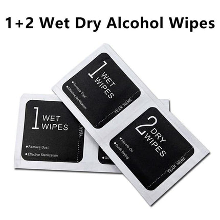 500pcs 1+2 Wet Dry Alcohol Wipes Dust Removal Cleaning Kit Alcohol Wipes Film Application Tools, Size:4 x 8 cm