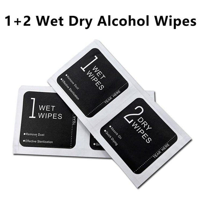 500pcs 1+2 Wet Dry Alcohol Wipes Dust Removal Cleaning Kit Alcohol Wipes Film Application Tools, Size:4 x 8 cm