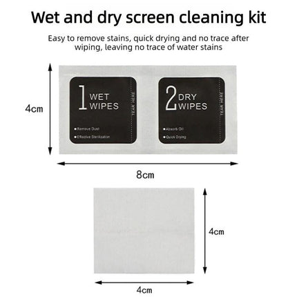 500pcs 1+2 Wet Dry Alcohol Wipes Dust Removal Cleaning Kit Alcohol Wipes Film Application Tools, Size:4 x 8 cm