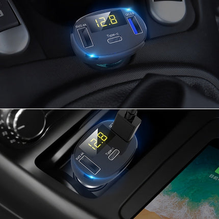 C02 Car Power Adapter in-car Phone Charger Type-C Fast Charger QC3.0 Dual USB Ports DC5V 2.4A 12V 24V Cigarette Lighter Power Supply, C02