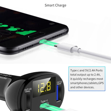 C02 Car Power Adapter in-car Phone Charger Type-C Fast Charger QC3.0 Dual USB Ports DC5V 2.4A 12V 24V Cigarette Lighter Power Supply, C02