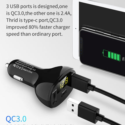 C02 Car Power Adapter in-car Phone Charger Type-C Fast Charger QC3.0 Dual USB Ports DC5V 2.4A 12V 24V Cigarette Lighter Power Supply, C02