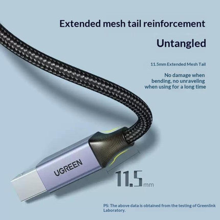 UGREEN US370 80805 USB C to USB B 2.0 Cable Braided Printer Cable, Length: 1m