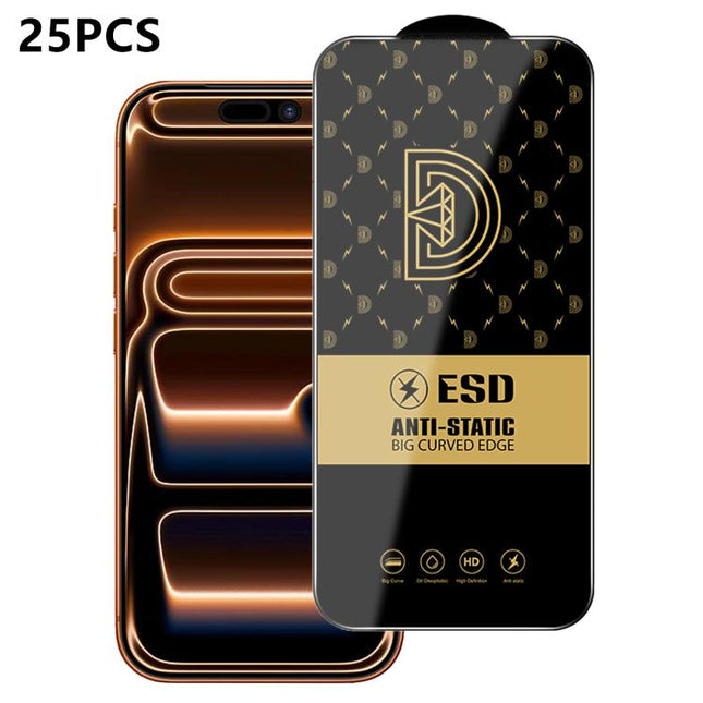 25pcs Royal Diamond Anti-Static Screen-Printed HD Tempered Glass Film, For iPhone 17e / 16e, For iPhone 17 Pro Max, For iPhone 17 Pro, For iPhone 17, For iPhone Air, For iPhone 16 Pro Max, For iPhone 16 Pro, For iPhone 16 Plus, For iPhone 16           ...
