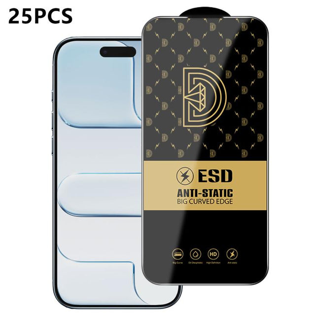 25pcs Royal Diamond Anti-Static Screen-Printed HD Tempered Glass Film, For iPhone 17e / 16e, For iPhone 17 Pro Max, For iPhone 17 Pro, For iPhone 17, For iPhone Air, For iPhone 16 Pro Max, For iPhone 16 Pro, For iPhone 16 Plus, For iPhone 16           ...