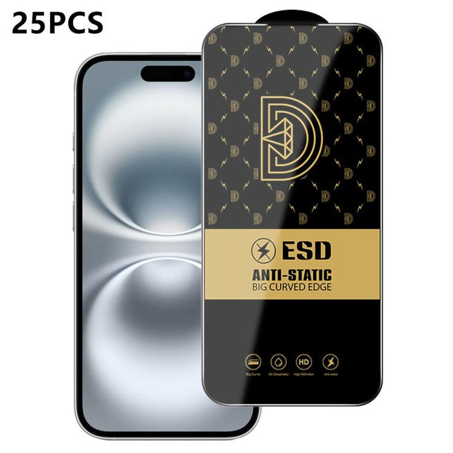 25pcs Royal Diamond Anti-Static Screen-Printed HD Tempered Glass Film, For iPhone 17e / 16e, For iPhone 17 Pro Max, For iPhone 17 Pro, For iPhone 17, For iPhone Air, For iPhone 16 Pro Max, For iPhone 16 Pro, For iPhone 16 Plus, For iPhone 16           ...