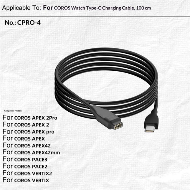 Type-C Port Smart Watch Charging Cable, Length: 1m, For Coros Pace 3 / Apex 2 / Apex 2 Pro