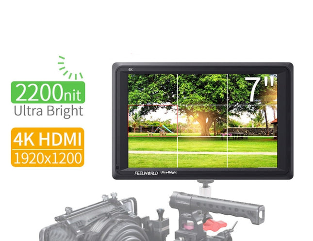 FEELWORLD FW279 7 Inch Ultra Bright 2200nit on Camera Field DSLR Monitor Full HD 1920x1200 4K HDMI Input Output High Brightness for DSLR Stabilizer