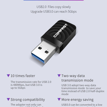 COMFAST CF-812AC USB WiFi Adapter-1300 Mbps USB di Rete Wireless wiFi, CF-812AC