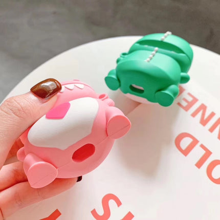 Universal Wireless Couple Green Pink Dinosaur Bluetooth Headphone Holder for Apple AirPods 1 / 2