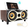 Portable Wooden Wireless Speaker Subwoofer Stero Radio FM Desktop Bluetooth Speakers, Brown Wooden