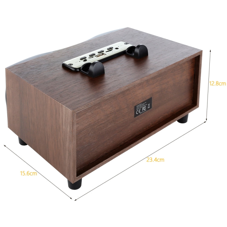 Portable Wooden Wireless Speaker Subwoofer Stero Radio FM Desktop Bluetooth Speakers, Brown Wooden