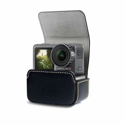 Waterproof Mini Leather Case Storage Carrying Box for DJI OSMO Action / GoPro / SJCAM / Xiaomi Mi Jia, Black, Coffee