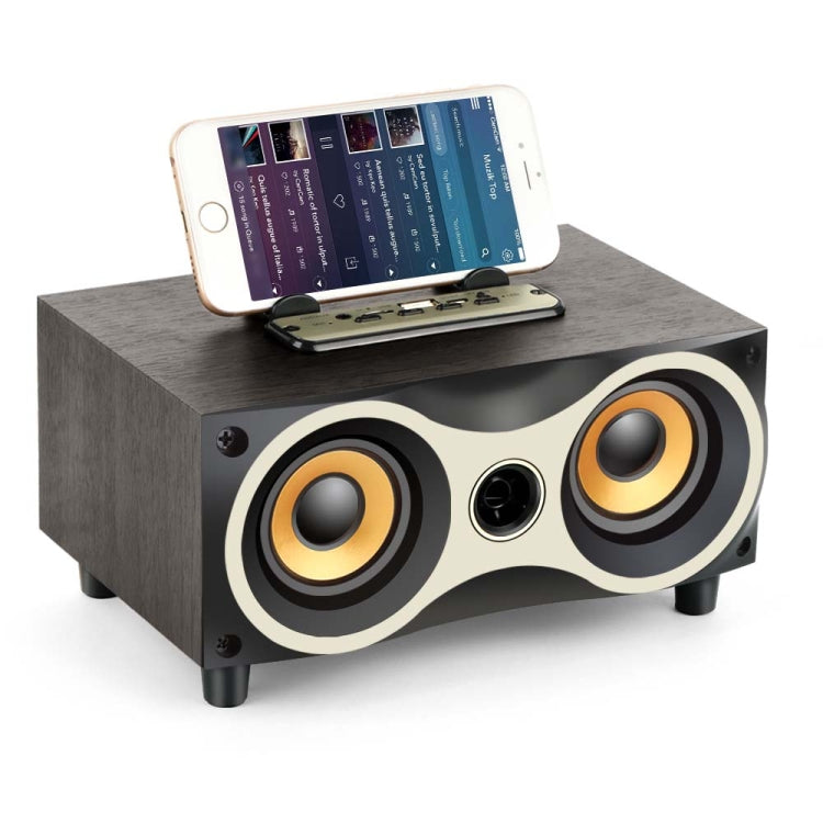 X6 Portable Wooden Wireless Speaker Subwoofer Stero Bluetooth Speakers Radio FM Desktop, Black Wooden