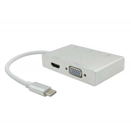 USB C to HDMI VGA USB Hub Adapter 5 in 1 USB 3.1 Converter for Laptop for MacBook,ChromeBook Pixel,Huawei MateBook, HDMI+VGA+3xUSB3.0 to Type-C