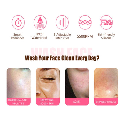 Duosi 2in1 Electric Facial Cleansing Brush Waterproof face Skin   Cleansing Massager Silicone Vibration Scrubber Pore   Clear Blackhead Remover