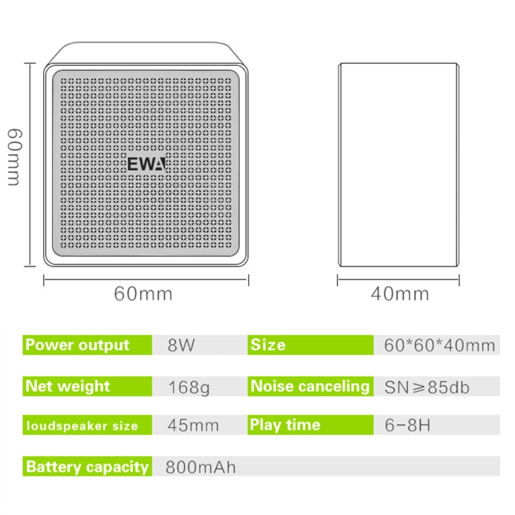 EWA A105 High Hidelity Bluetooth Speaker, Small Size High  Power Bass, TWS Bluetooth Technology Support TF