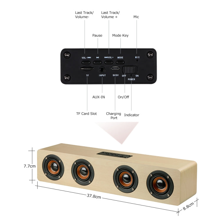 W8 Bluetooth 4.2 Speaker Four Louderspeakers Super Bass Subwoofer with Mic 3.5mm Support TF Card