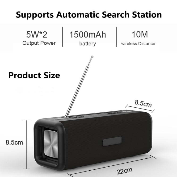 T9 Wireless Bluetooth 4.2 Speaker 10W Portable Sound Box FM Digital Radio 3D Surround Stereo, Support Handsfree & TF & AUX