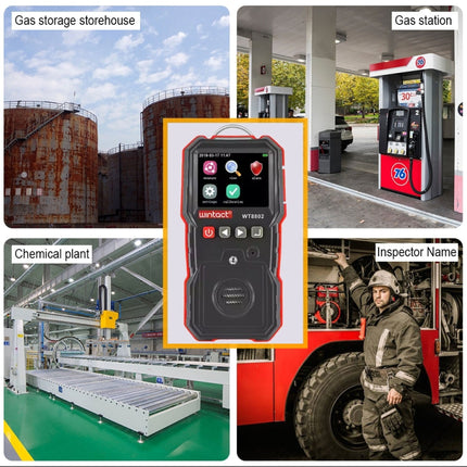 WINTACT WT8802 Hydrogen Sulfide Monitor Professional Rechargeable Gas Sensor High Sensitive Digital Sound-light Vibration Alarm H2S Detector