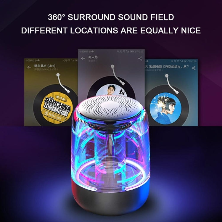 C7 Bluetooth 5.0 Speaker Transparent LED Luminous Subwoofer TWS 6D Surround HIFI Stereo Cool Audio, C7