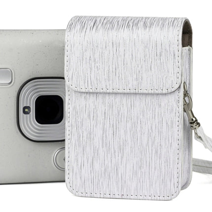 Richwell Brushed Camera Case PU Leather Case for Fujifilm Instax Mini Liplay Instant Camera, Black, White, Gold