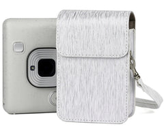 Richwell Brushed Camera Case PU Leather Case for Fujifilm Instax Mini Liplay Instant Camera, Black, White, Gold