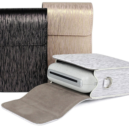 Richwell Brushed Camera Case PU Leather Case for Fujifilm Instax Mini Liplay Instant Camera, Black, White, Gold