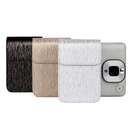 Richwell Brushed Camera Case PU Leather Case for Fujifilm Instax Mini Liplay Instant Camera, Black, White, Gold