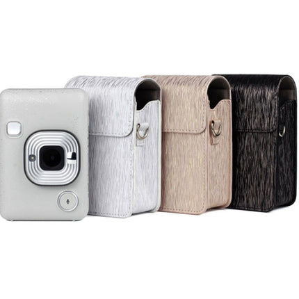 Richwell Brushed Camera Case PU Leather Case for Fujifilm Instax Mini Liplay Instant Camera, Black, White, Gold
