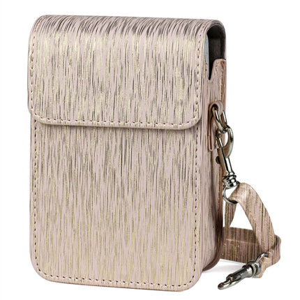 Richwell Brushed Camera Case PU Leather Case for Fujifilm Instax Mini Liplay Instant Camera, Black, White, Gold