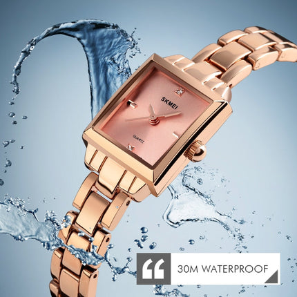 SKMEI 1407 Business Fashion Watch with Diamonds Delicate and Elegant Square Zinc Alloy Quartz Watch for Women