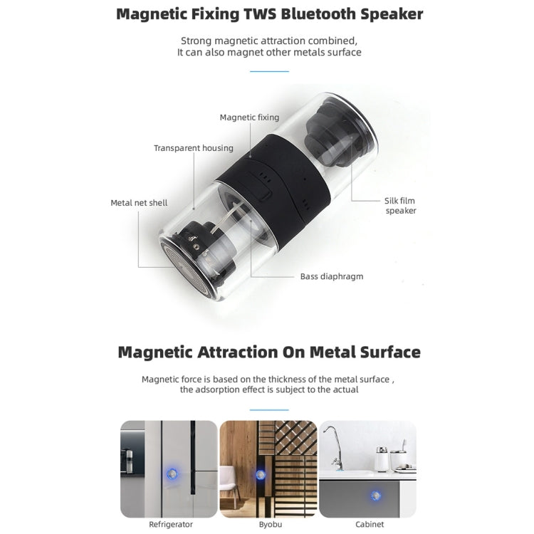 Fineblue MK-22 TWS Magnetic Absorption Bluetooth Speaker With LED Light Speaker