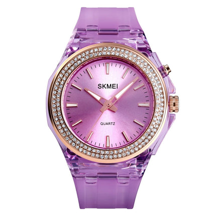 SkMEI 1553 Women LED Color Light Transparent Waterproof Watch Inlaid With Water Drill