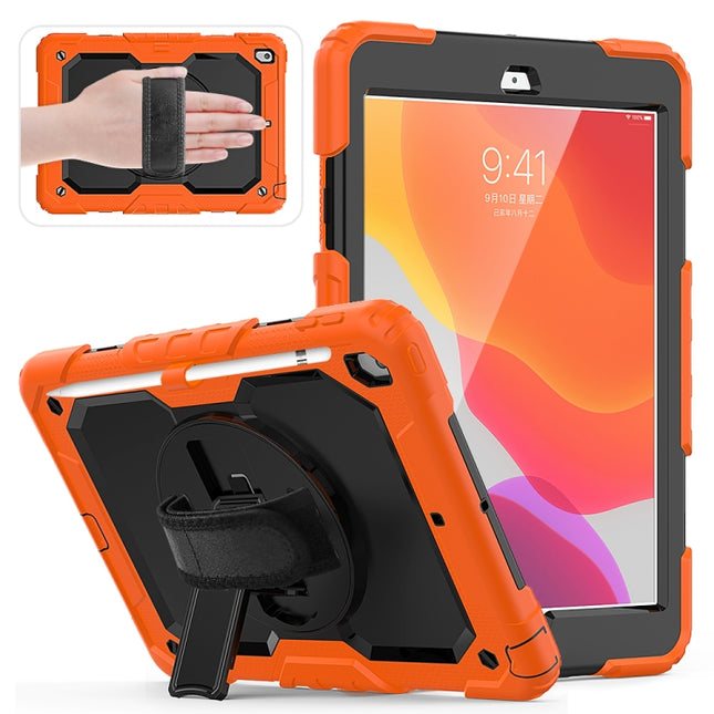 For iPad 10.2    Shockproof Colorful Silica Gel + PC Protective Case with Holder & Shoulder Strap & Hand Strap & Pen Slot