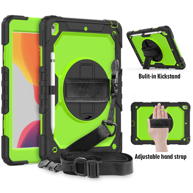 For iPad 10.2    Shockproof Colorful Silica Gel + PC Protective Case with Holder & Shoulder Strap & Hand Strap & Pen Slot