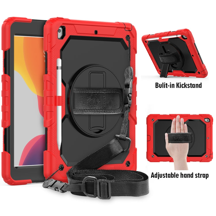 For iPad 10.2    Shockproof Colorful Silica Gel + PC Protective Case with Holder & Shoulder Strap & Hand Strap & Pen Slot