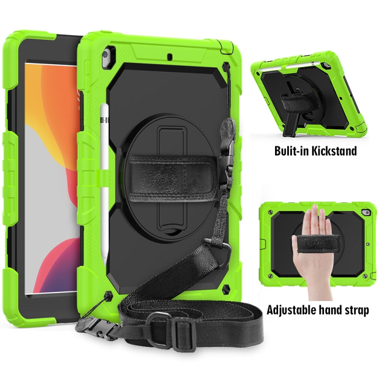 For iPad 10.2    Shockproof Colorful Silica Gel + PC Protective Case with Holder & Shoulder Strap & Hand Strap & Pen Slot