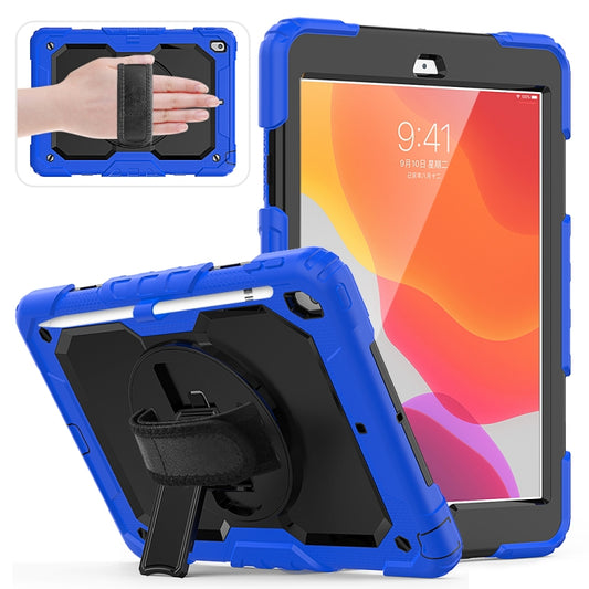 For iPad 10.2    Shockproof Colorful Silica Gel + PC Protective Case with Holder & Shoulder Strap & Hand Strap & Pen Slot