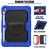 For iPad 10.2    Shockproof Colorful Silica Gel + PC Protective Case with Holder & Shoulder Strap & Hand Strap & Pen Slot