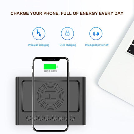 AEC BT508 Wireless Charging Bluetooth Speaker LED Alarm Clock Power Bank Three-In-One Speaker