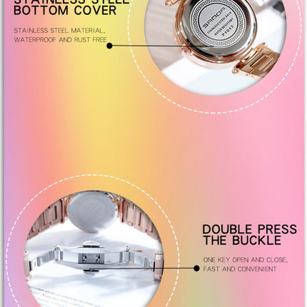 SANDA 1017 Lady Watch All Over The Sky Star 360 Degree Rotating Watch Diamond Steel Band Women Watch