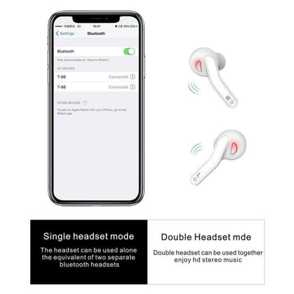 T88 Mini Touch Control Hifi Wireless Bluetooth Earphones TWS Wireless Earbuds with Charger Box