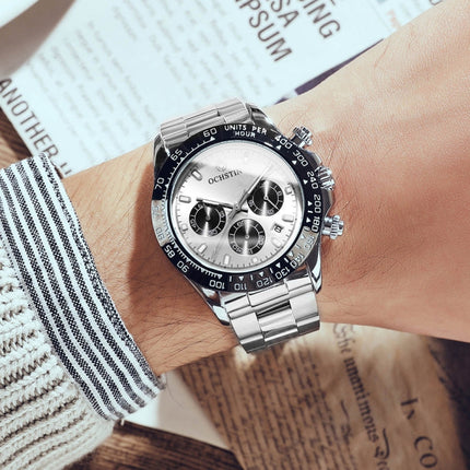 OCHSTIN Augusten 6103B Multi Function Quartz Watch Sports luminous Waterproof Watch Calendar Steel Band Men  Watch