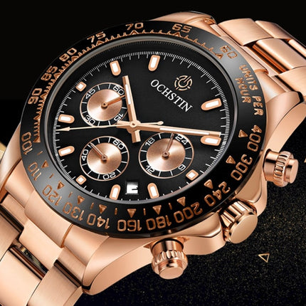 OCHSTIN Augusten 6103B Multi Function Quartz Watch Sports luminous Waterproof Watch Calendar Steel Band Men  Watch